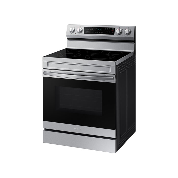 Samsung SAMSUNG  30-in Glass Top 5 Burners 6.3-cu ft Self-Cleaning Air Fry Convection Oven Freestanding Smart Electric Range (Fingerprint Resistant Stainless Steel)  MODEL# NE63A6511SS