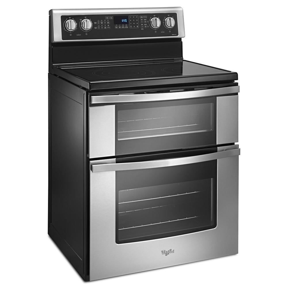 Whirlpool WHIRLPOOL 30-in Glass Top 5 Burners 4.2-cu ft / 2.5-cu ft Convection Oven Freestanding Double Oven Electric Range (Stainless Steel) MODEL# WGE745C0FS