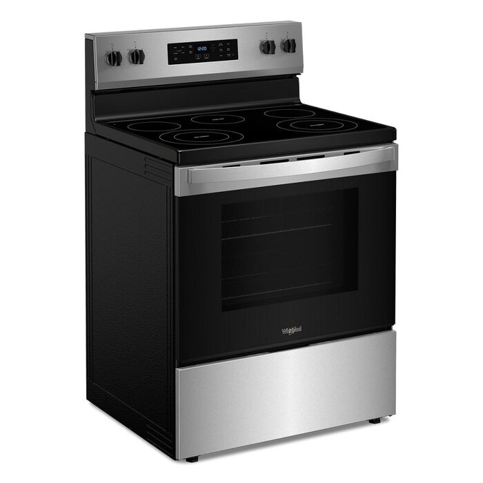 Whirlpool WHIRLPOOL 30-in Glass Top 5 Burners 5.3-cu ft Steam Cleaning Freestanding Electric Range (Fingerprint Resistant Stainless Steel)  MODEL# WFES3330RZ    Stock# 1388-21
