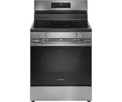 Frigidiare FRIGIDAIRE 30-in Glass Top 5 Burners 5.3-cu ft Self-Cleaning Air Fry Convection Oven Freestanding Electric Range (Stainless Steel)  MODEL# FCRE3083AS