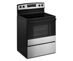 AMANA AMANA 30-in Glass Top 4 Burners 4.8-cu ft Freestanding Electric Range (Stainless Steel) MODEL# AER6303MMS