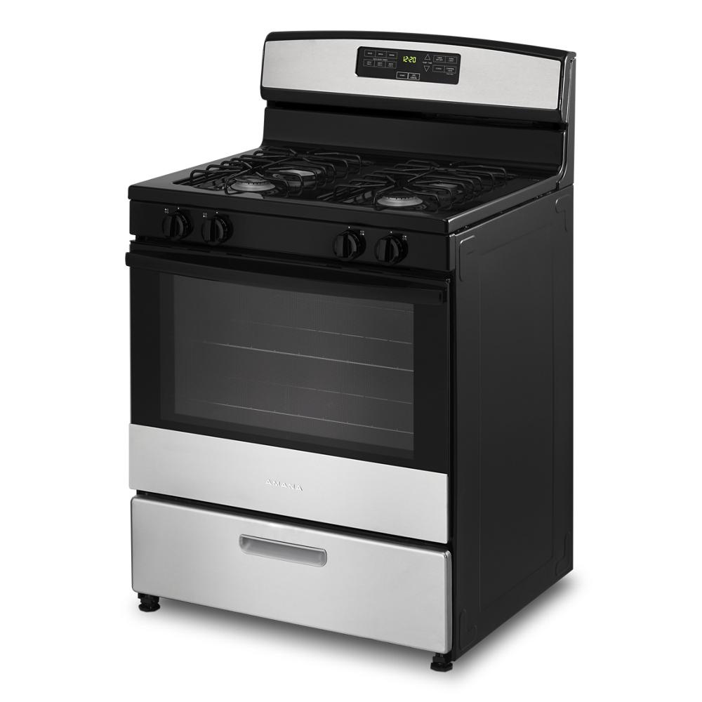 AMANA Amana 30-in 4 burners 5.1-cu ft Freestanding Natural Gas Range (Stainless Steel) MODEL# AGR6303MMS