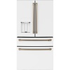GE Cafe GE Cafe Standard-Depth 27.8-cu ft 4 -Door 36-in Wide Smart Compatible French Door Refrigerator with Ice Maker with Water and Ice Dispenser ( Matte White with Brushed Bronze Handles ) ENERGY STAR Certified Model# CVE28DP4NW2