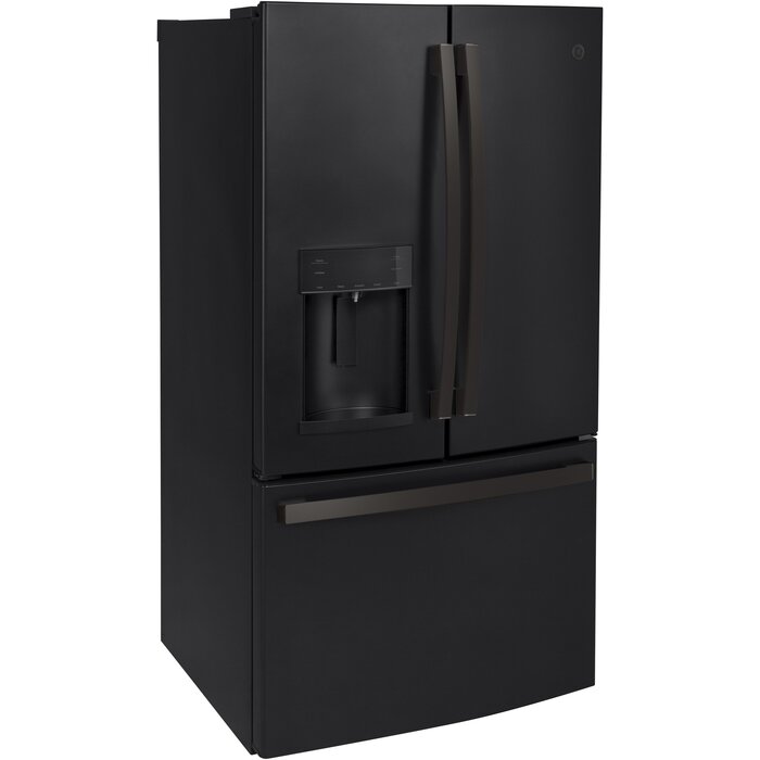 GE GE Standard-Depth 27.8-cu ft 3 -Door 36-in Wide French Door Refrigerator with Ice Maker with Water and Ice Dispenser (Black Slate) ENERGY STAR Model# GFE28GELDS