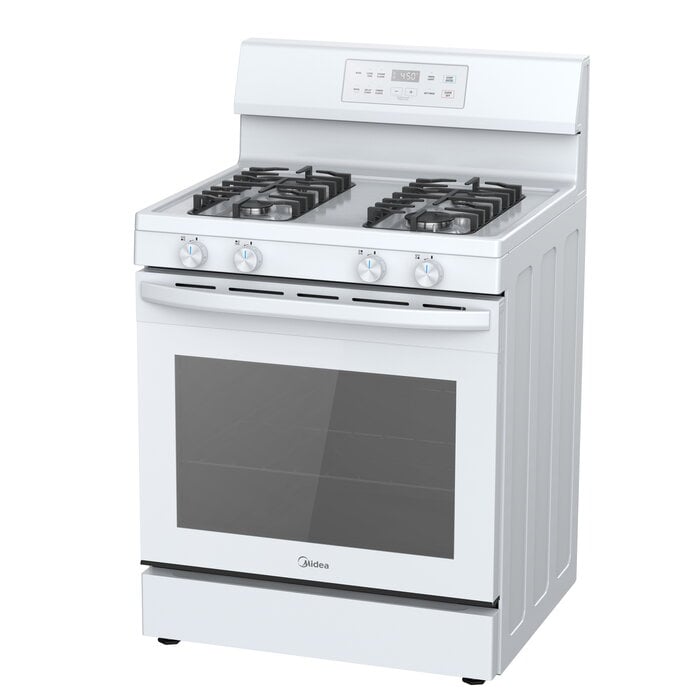 MIDEA Midea (DS) 30-in 4 burners 6.1-cu ft Freestanding Natural Gas Range ( White )   Model# MGR30S2AWW