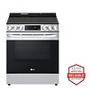 LG LG 30-in Glass Top 5 burners 6.3-cu ft Air Fry Convection Oven Slide-In Electric Range ( PrintProof Stainless Steel ) Model# LSEL6333F