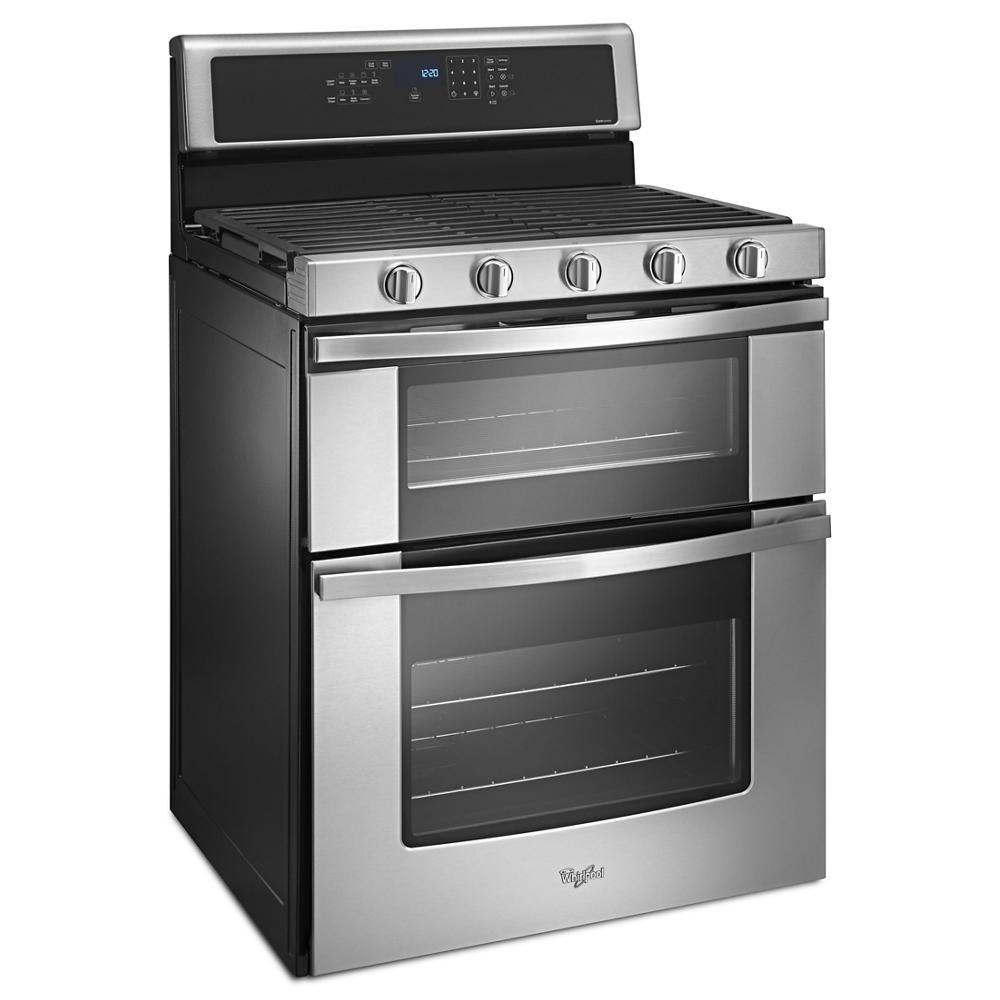 Whirlpool Whirlpool 30-in 5 burners 3.9-cu ft / 2.1-cu ft Convection Oven Freestanding Double Oven Gas Range ( Stainless Steel ) Model# WGG745S0FS