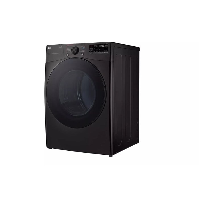 LG LG (PED) True Steam 7.4-cu ft Stackable Steam Cycle Vented Smart Electric Dryer With Matching Pedestal  (Black Steel) ENERGY STAR  MODEL# DLEX4080B