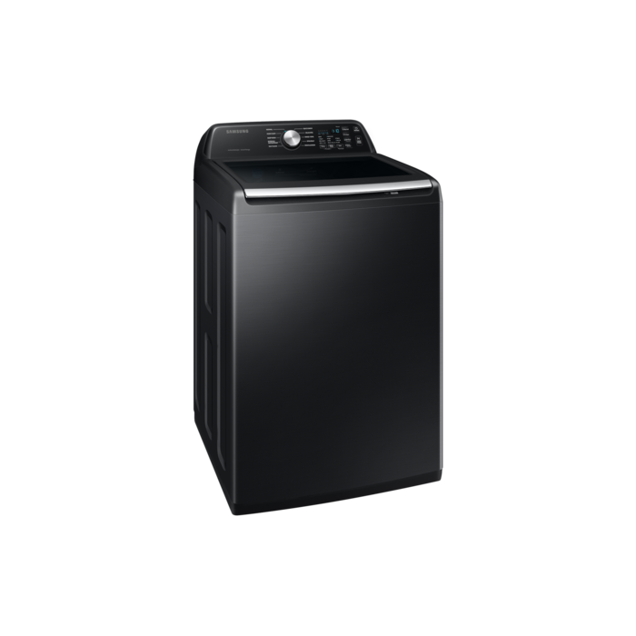 Samsung Samsung (NIB) 4.6-cu ft Active WaterJet High Efficiency Agitator Large Top-Load Washer ( Brushed Black ) Model# WA46CG3505AV