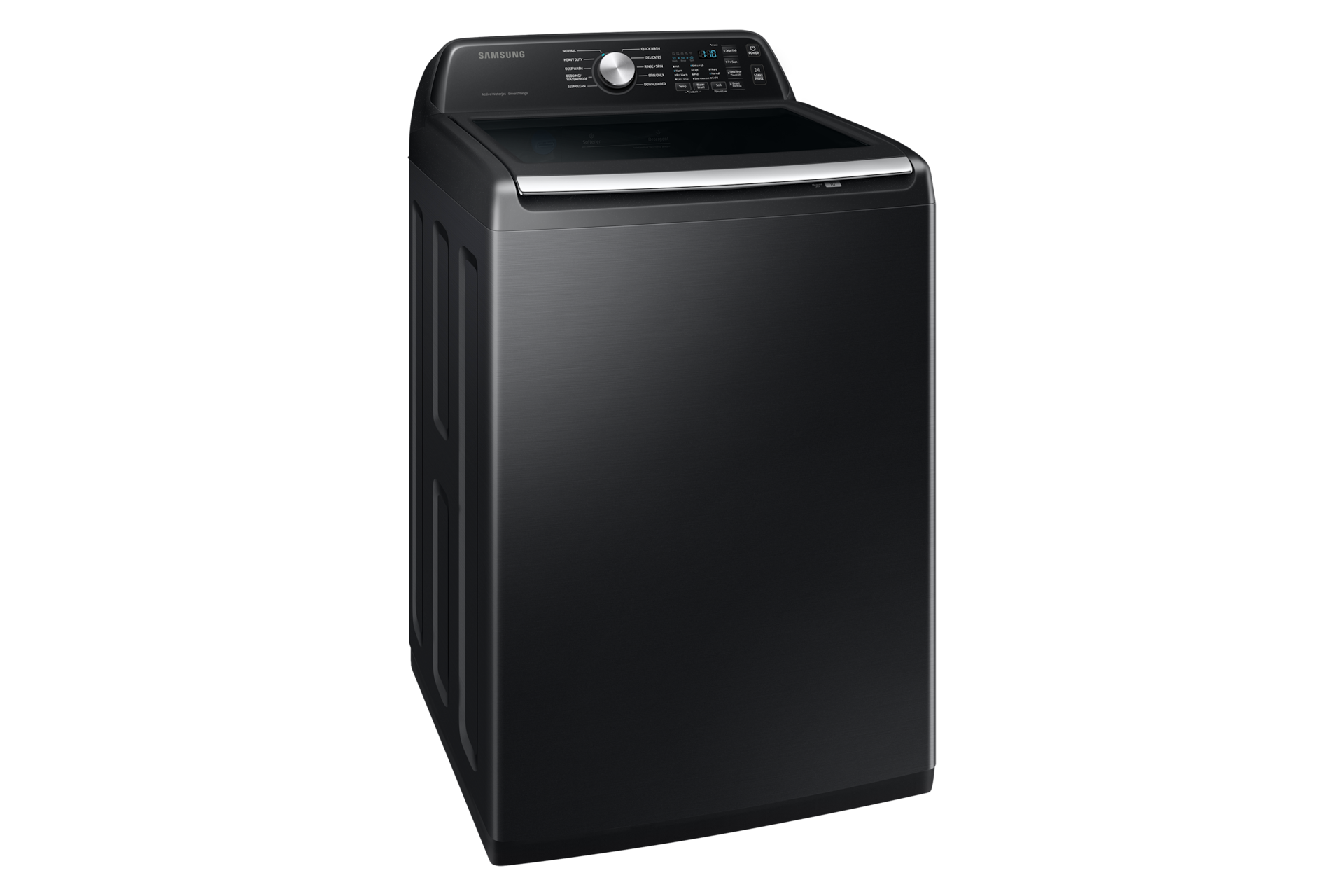 Samsung Samsung (NIB) 4.6-cu ft Active WaterJet High Efficiency Agitator Large Top-Load Washer ( Brushed Black ) Model# WA46CG3505AV