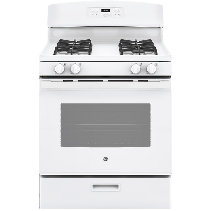 GE GE 30-in 4 burners 4.8-cu ft Freestanding Natural Gas Range (White) MODEL# JGBS60DEKWW