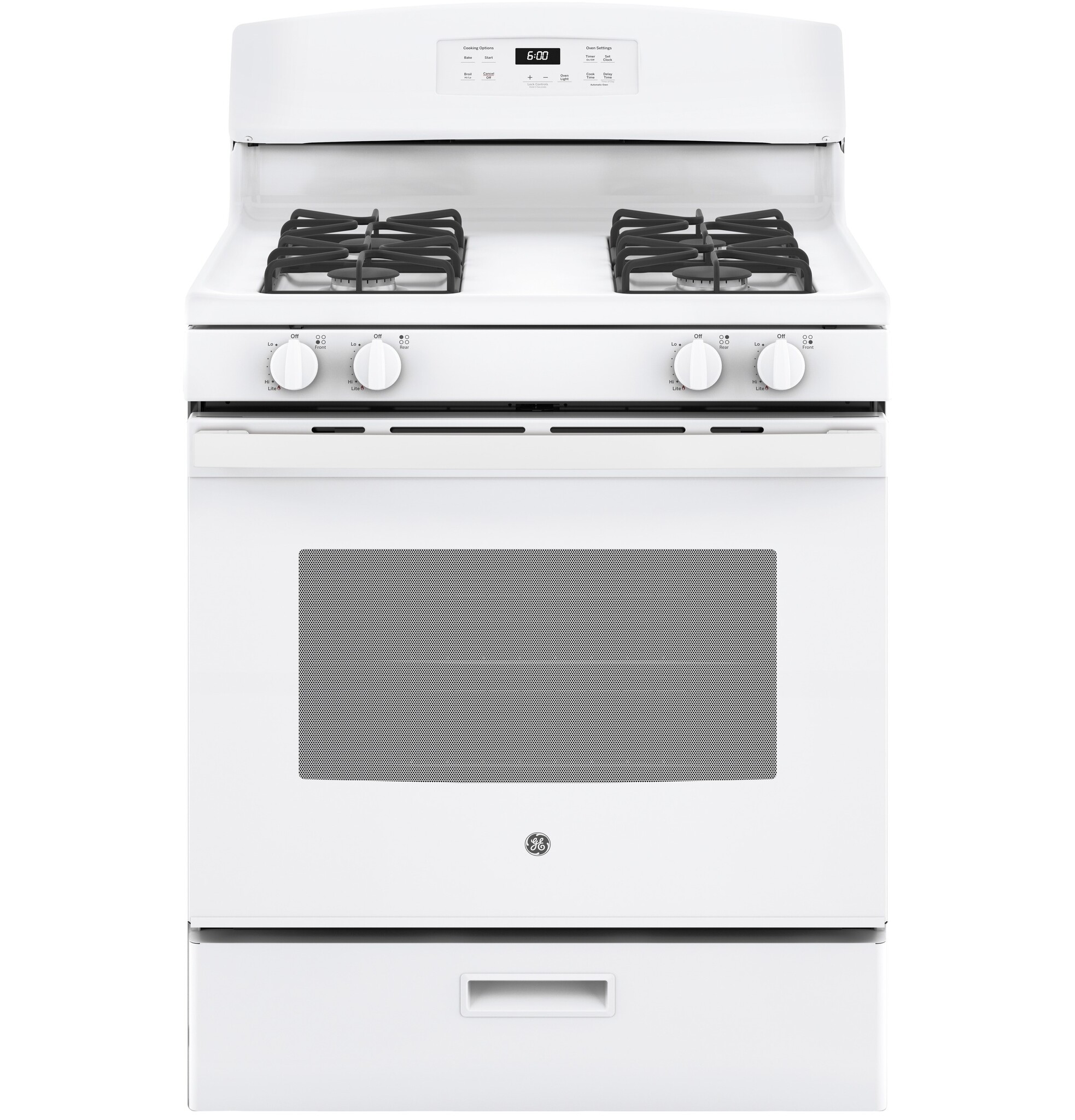 GE GE 30-in 4 burners 4.8-cu ft Freestanding Natural Gas Range (White) MODEL# JGBS60DEKWW