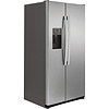 GE GE 21.9-cu ft Counter-Depth 36-in Wide Side-by-Side Refrigerator with Ice Maker ,Water and Ice Dispenser ( Stainless steel )  Model# GZS22DSJSS