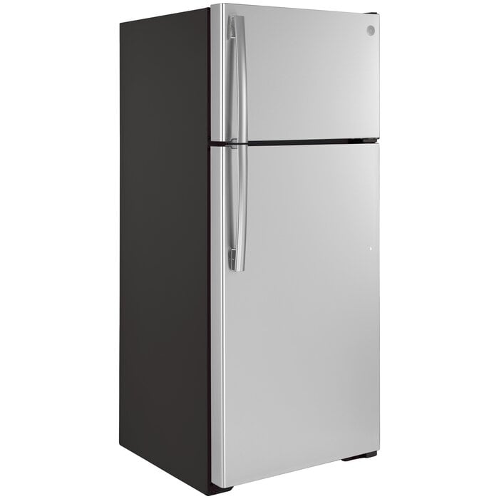 GE GE 17.5-cu ft Standard-Depth 28-in Wide Top-Freezer Refrigerator ( Stainless Steel ) ENERGY STAR Certified Model# GTE18GSNRSS