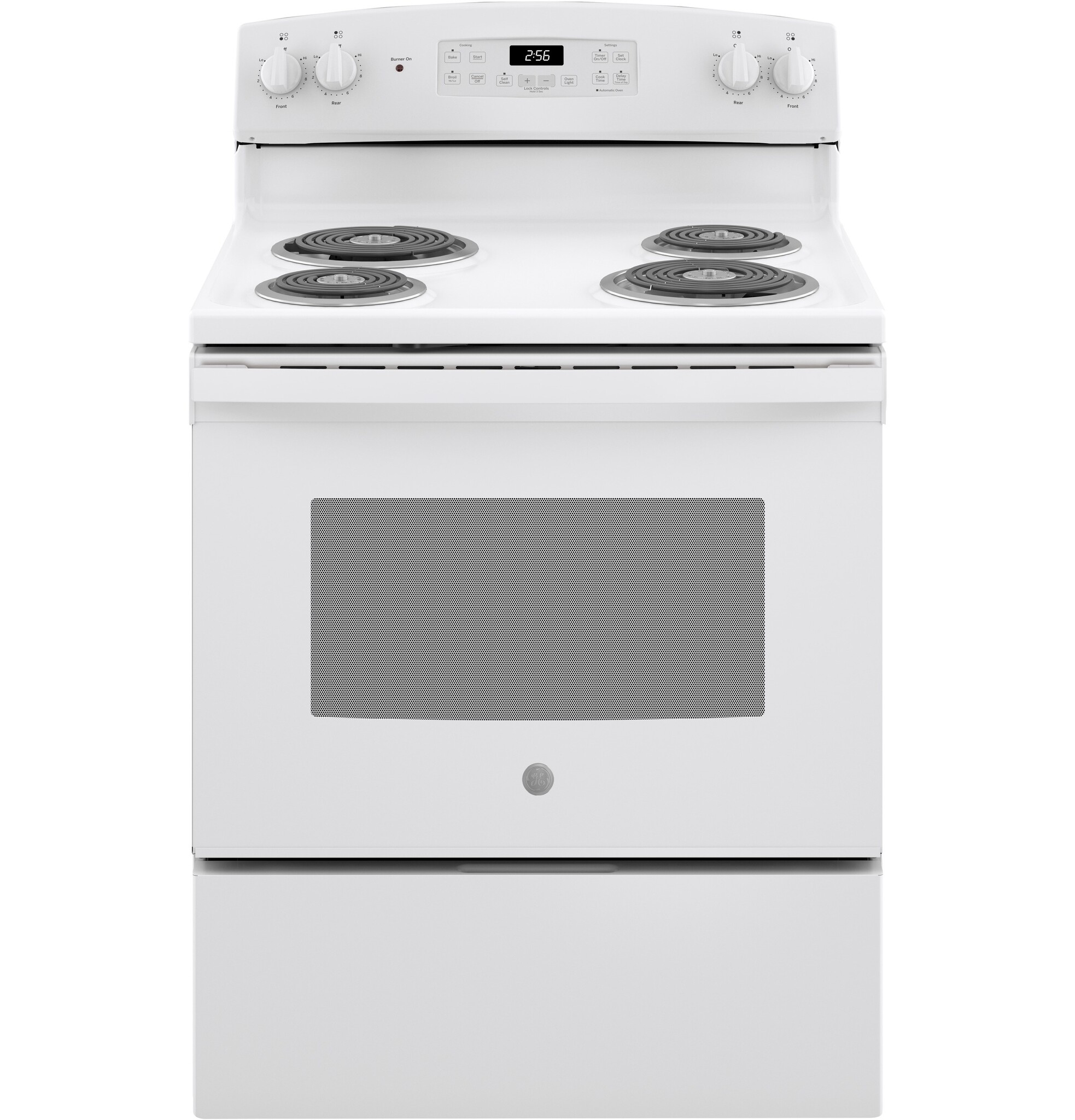 GE GE (CL) 30-in 4 Burners 5-cu ft Self-Cleaning Freestanding Electric Range (White) MODEL# JB256DMWW