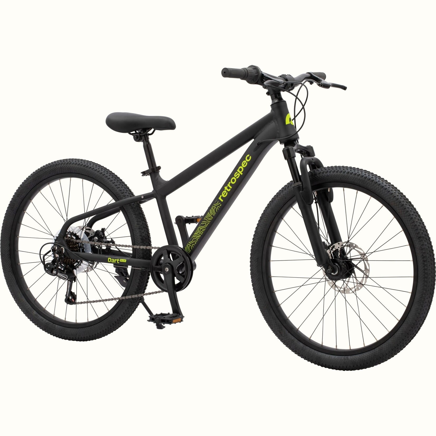 Retrospec Dart Plus 24” Kids Bike 7 Speed (8-11 years)— Matte Black Mamba