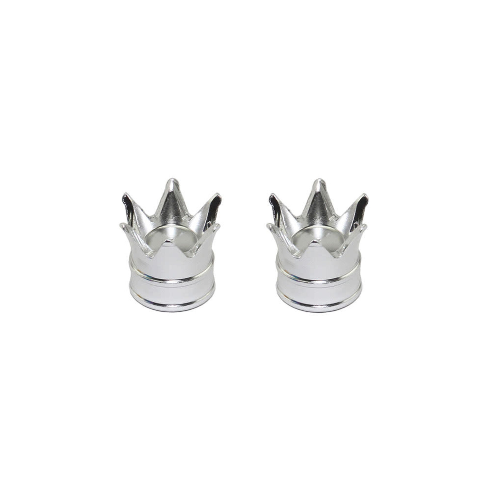 F&R Cycle Alloy Crown Valve Caps Chrome Schrader Valve.