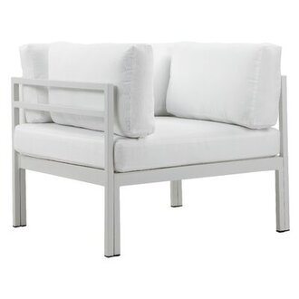 Ramsey Patio Chair with Cushions Color: White