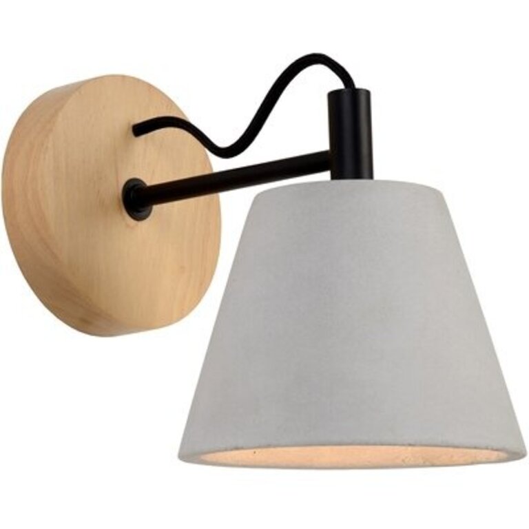 Niki 1-Light Dimmable Black/Gray Concrete/Natural Armed Sconce