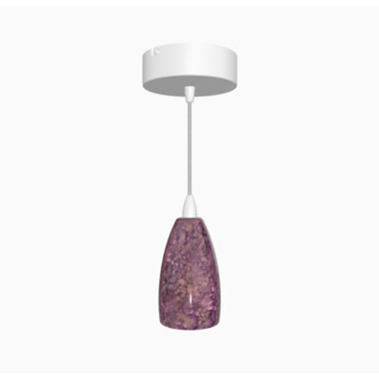 Carmell - Single Lamp Suspended Sculpted Glass Pendant Base Finish: White, Shade Color: Violet