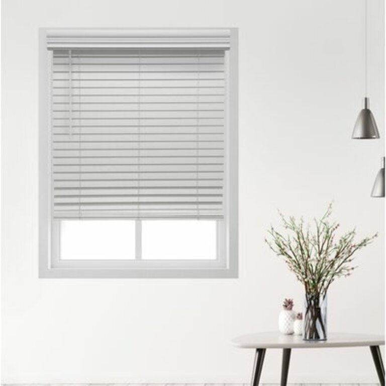 2.5 " Room Darkening Cordless Faux Wood Blind Width: 20.5", Length: 64", Color/Finish: White