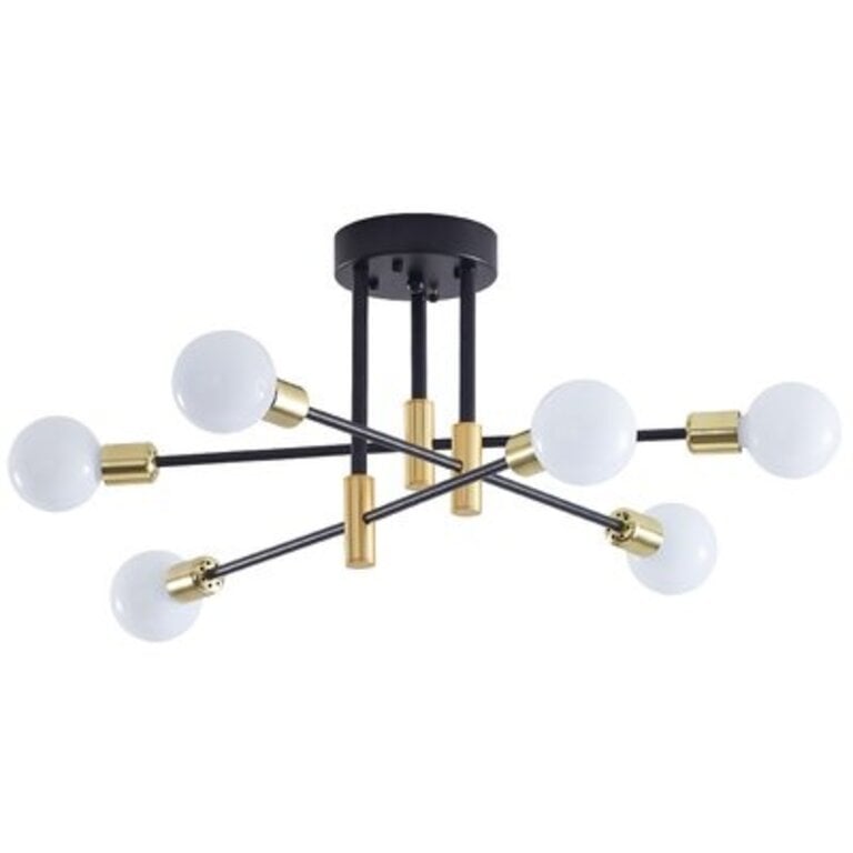 Sevin 6 - Light 25.2'' Sputnik Cylinder Flush Mount Fixture Finish: Black/Gold