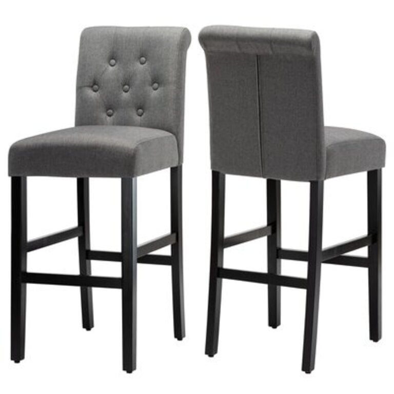 Ashlee Solid Wood 29" Bar Stool Seat Color: Gray