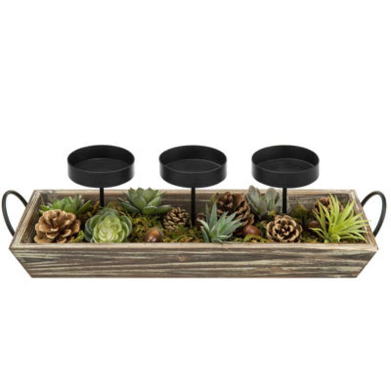 Table Centerpiece Candle With Decorative Faux Plant Wayfair Outlet