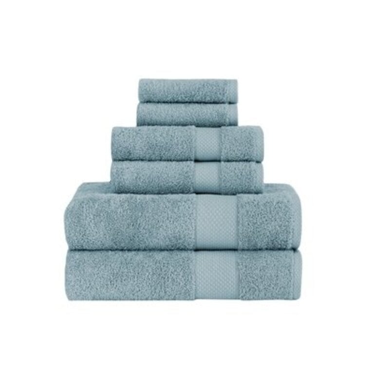 6 Piece Turkish Cotton Bath Towel Set Color: Light Blue