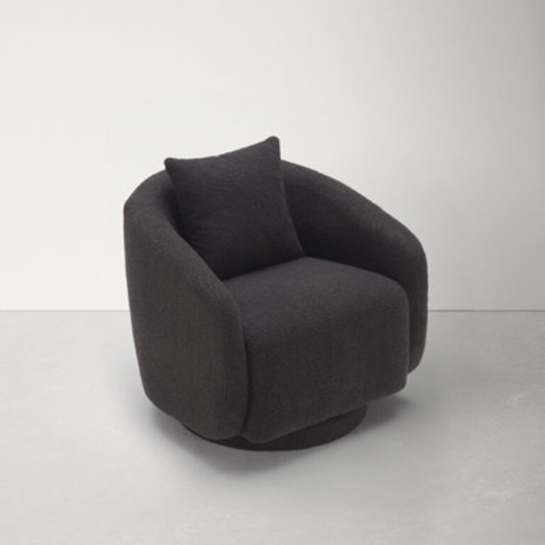 Bashar 28.5" W Upholstered Swivel Barrel Chair Body Fabric: Dark Gray Velvet