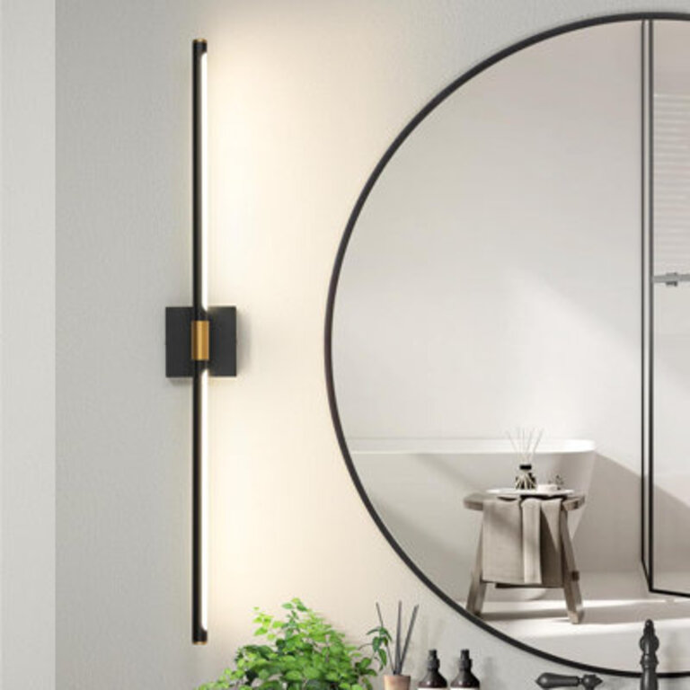 Fiza Vanity Light Fixture LED (Horizontal and Vertical) Finish: Black/Gold, Size: 39.3" H x 4.7" W x 3.5" D