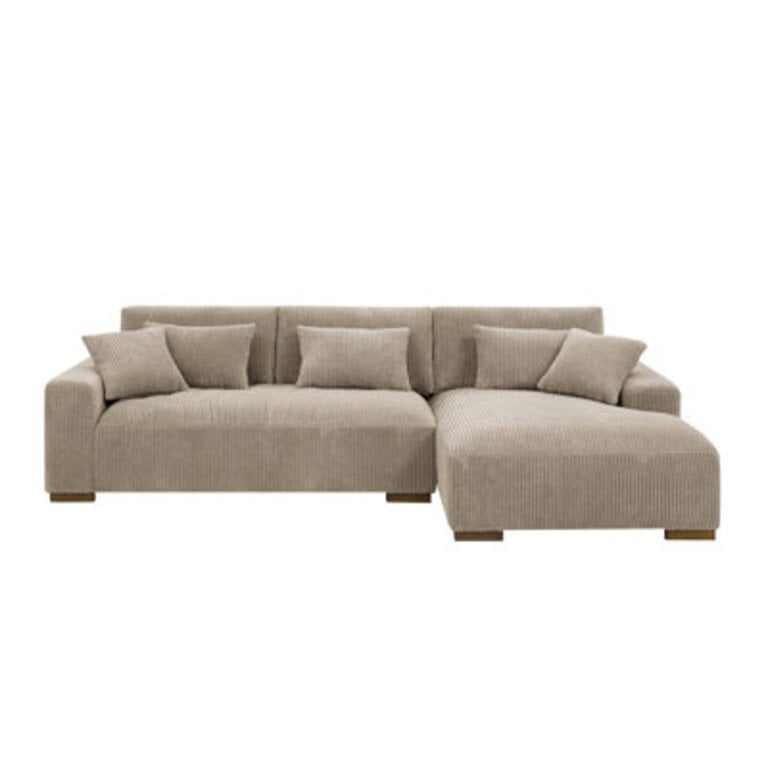 Asyiah 114.5" Wide Microfiber Right Hand Facing Sofa & Chaise Fabric: Camel Microfiber/Microsuede