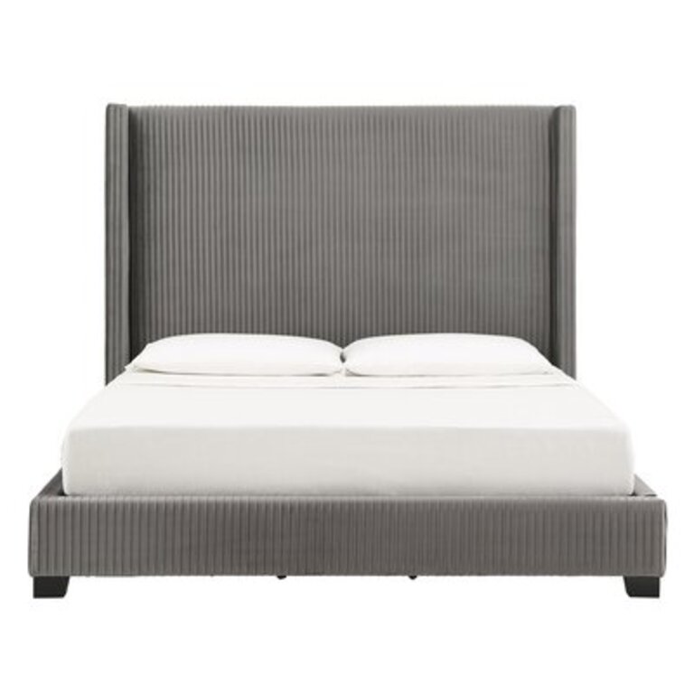 Solon Upholstered Low Profile Standard Bed Size King, Color Gray