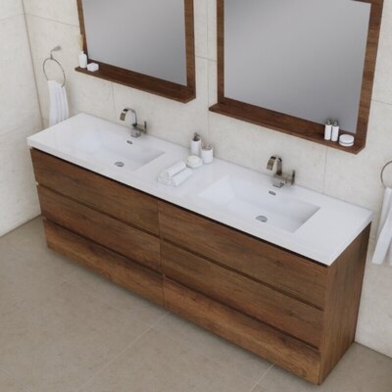 Arjina 84" Double Bathroom Vanity Set Base Finish Rosewood Wayfair
