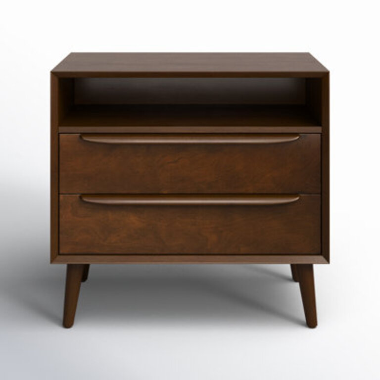 Audell 2 Drawer Nightstand with Built In Outlets Color Walnut