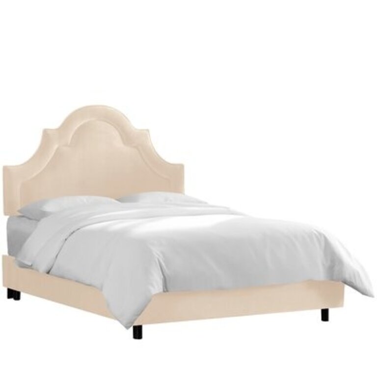 Melodie Arched Border Upholstered Standard Headboard Size: Queen, Color: Pearl