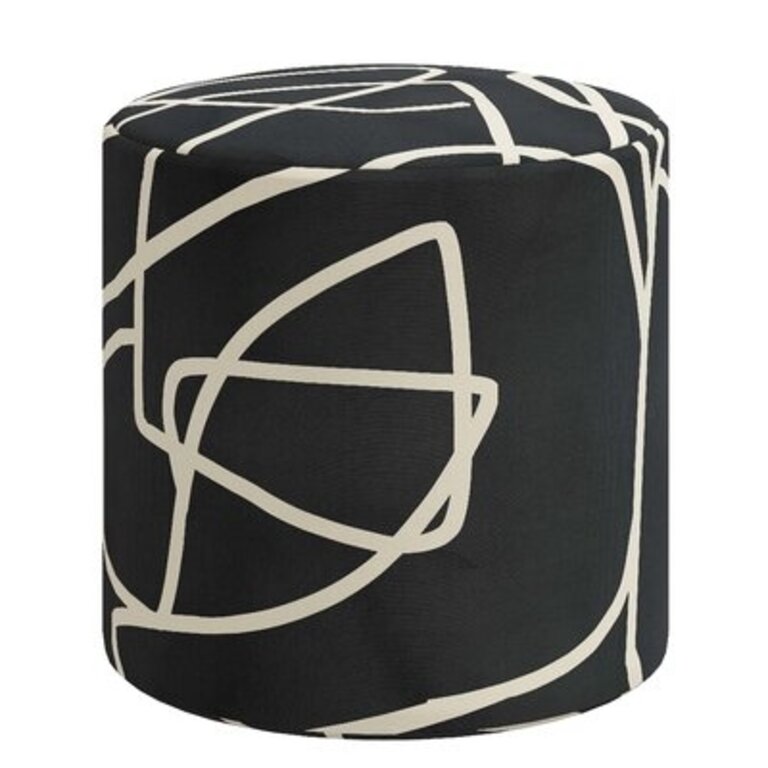 Orlando Ottoman in Pattern Body Fabric: Mona Abstract Black