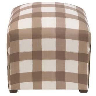 Amalio 17'' Wide Square Animal Print Standard Ottoman Color: Buffalo Square Taupe Plaid