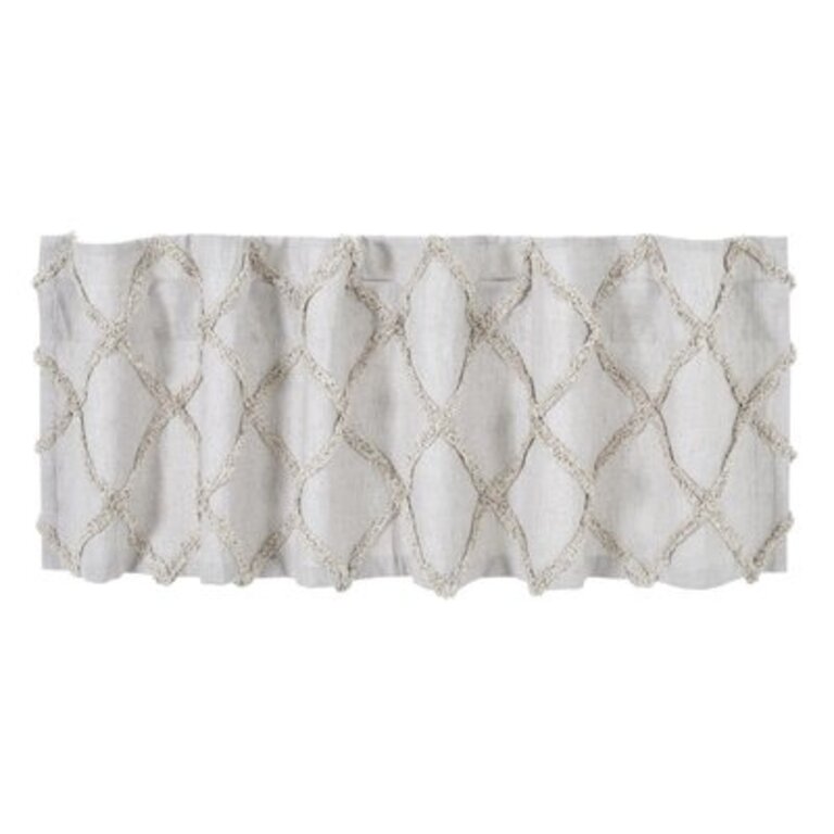 Az Geometric Cotton Tailored Window Valance in Tan/White Size: 60" W x 16" L