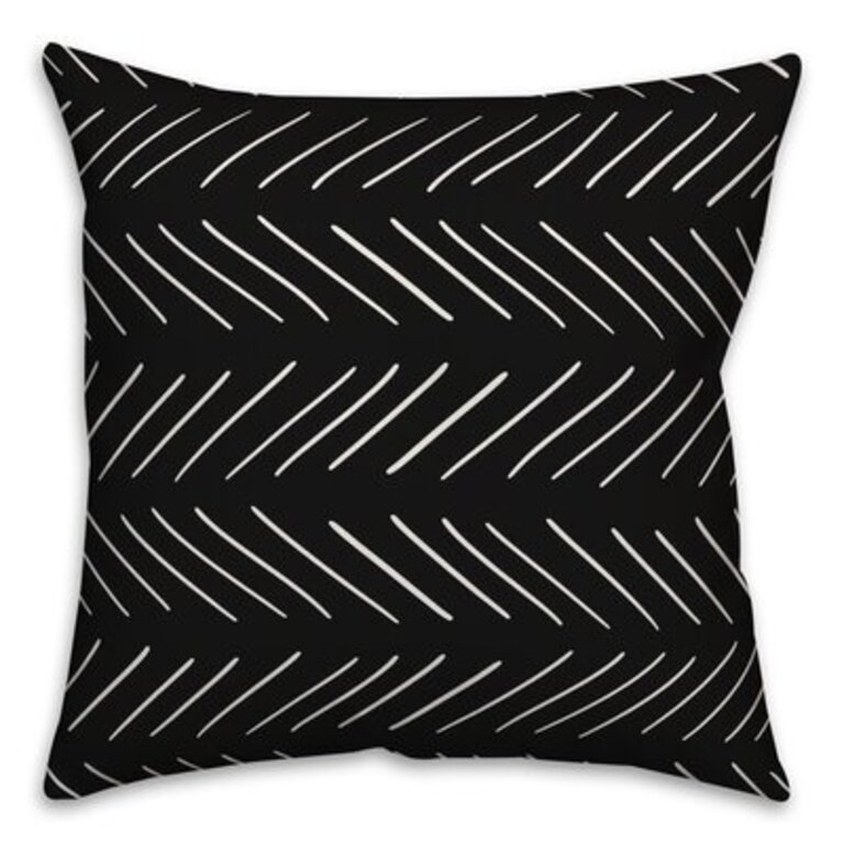 Tindle Modern Chevron Square Pillow Cover & Insert Color: Black/White, Size: 16" x 16", Fill Material: Polyester/Polyfill