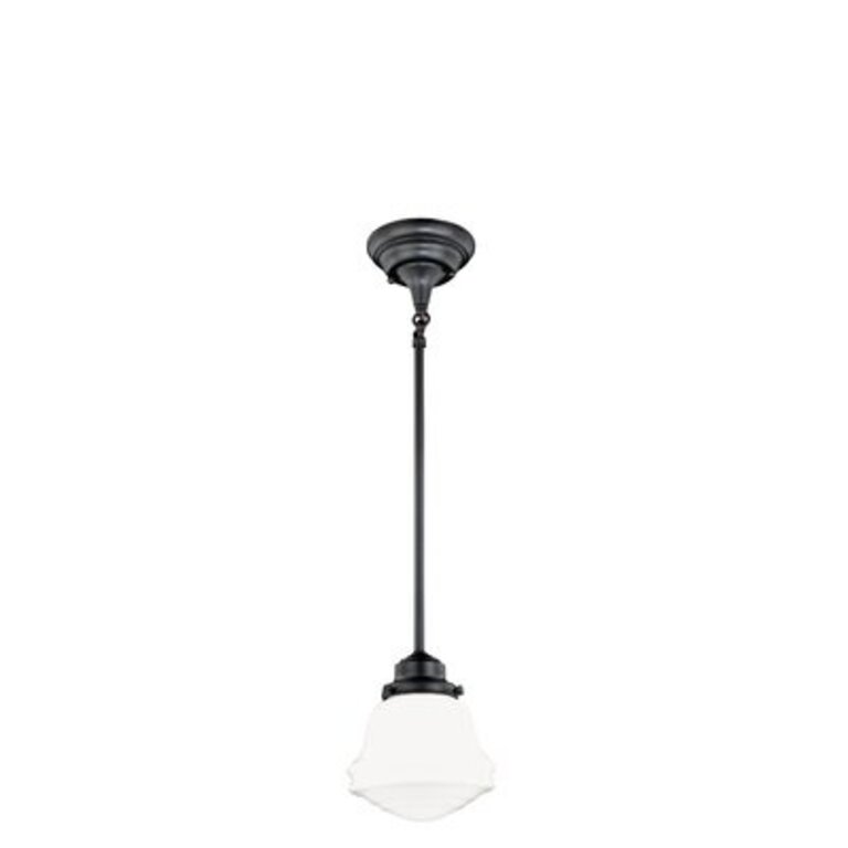 Margaree 1 - Light Single Schoolhouse Pendant Finish: Oil Rubbed Bronze, Shade Color: White