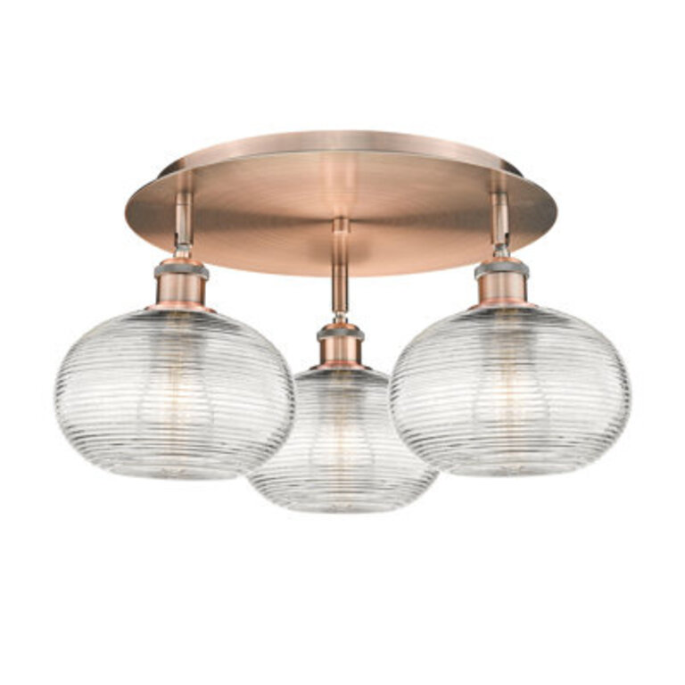 Larrick Flush Mount Fixture Finish: Antique Copper, Size: 9.25" H x 19.75" W x 19.75" D