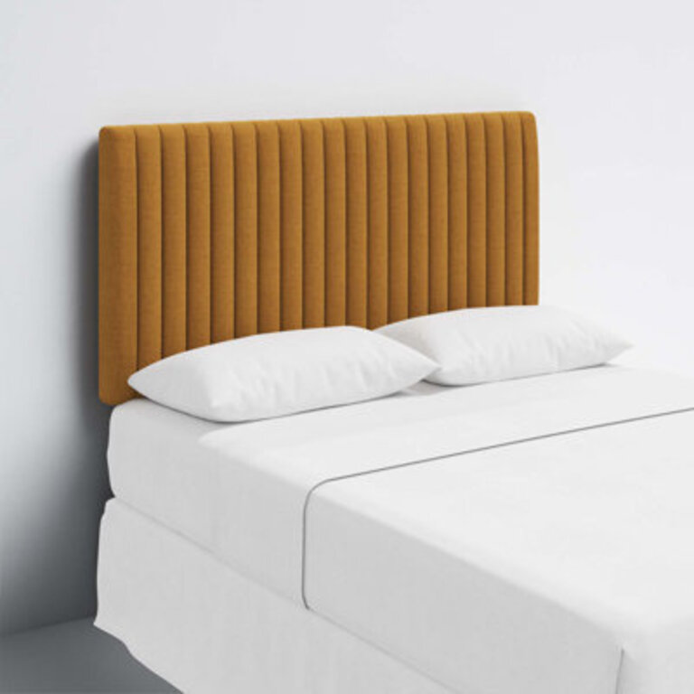 Contrada Upholstered Solid Wood Panel Headboard Size: Queen, Color: Yellow