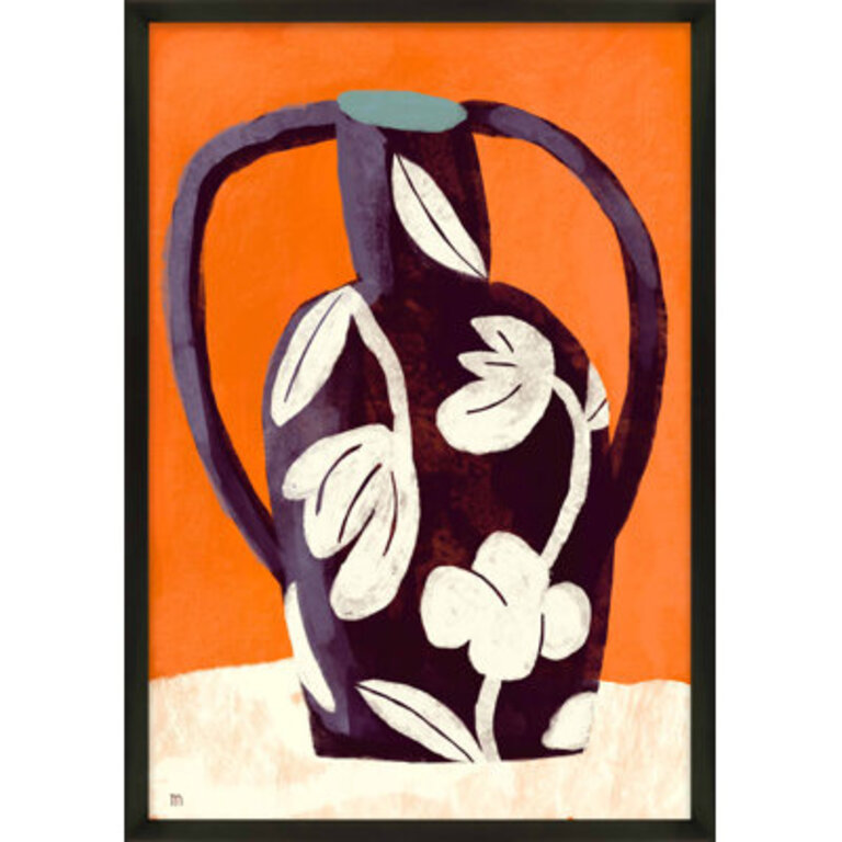Black Vase White Flowers by Marco Marella for Studio M - Framed Wall Art Format: Black Framed Paper, Size: 25" H x 17.5" W