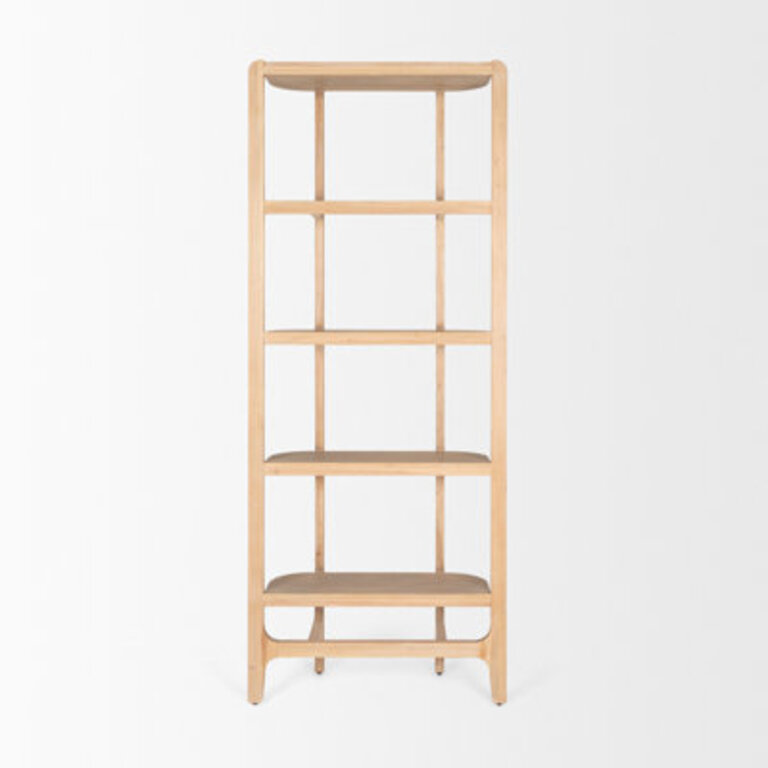 Peach Light Brown Solid Wood Open Bookshelf