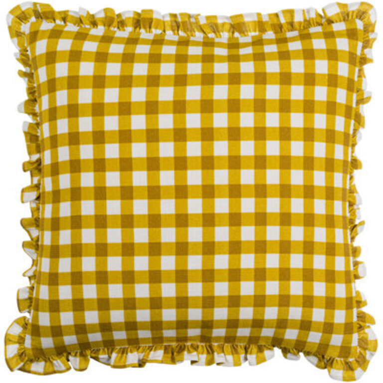 Zeppelin Plaid Cotton Throw Pillow Size: 18" x 18", Fill Material: Down, Pattern: Yellow Plaid