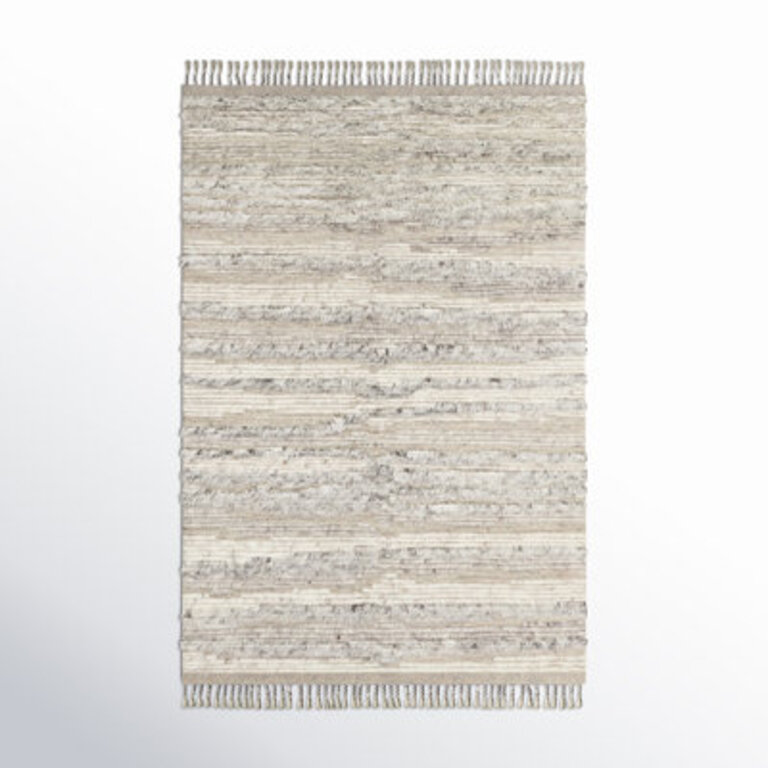 Katalina Striped Hand-Knotted Beige Area Rug Rug Size: Rectangle 5'6" x 8'6"