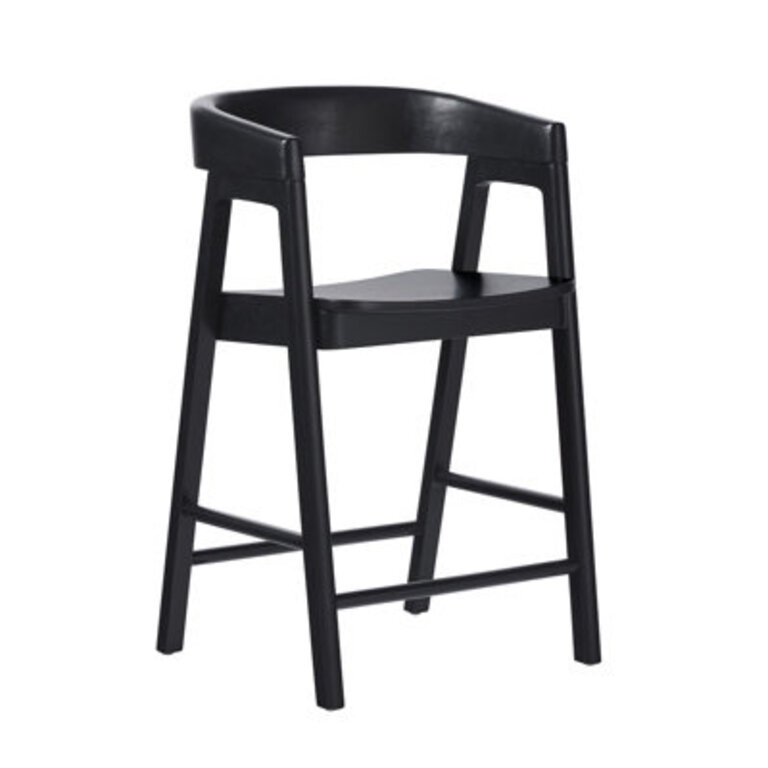 Modern Solid Wood Rounded Back Counter Stool Color/Pattern: Black