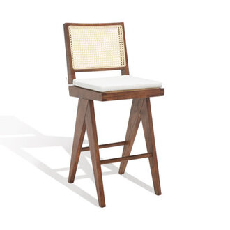 Garett Colette Rattan Barstool Color: Walnut/Natural
