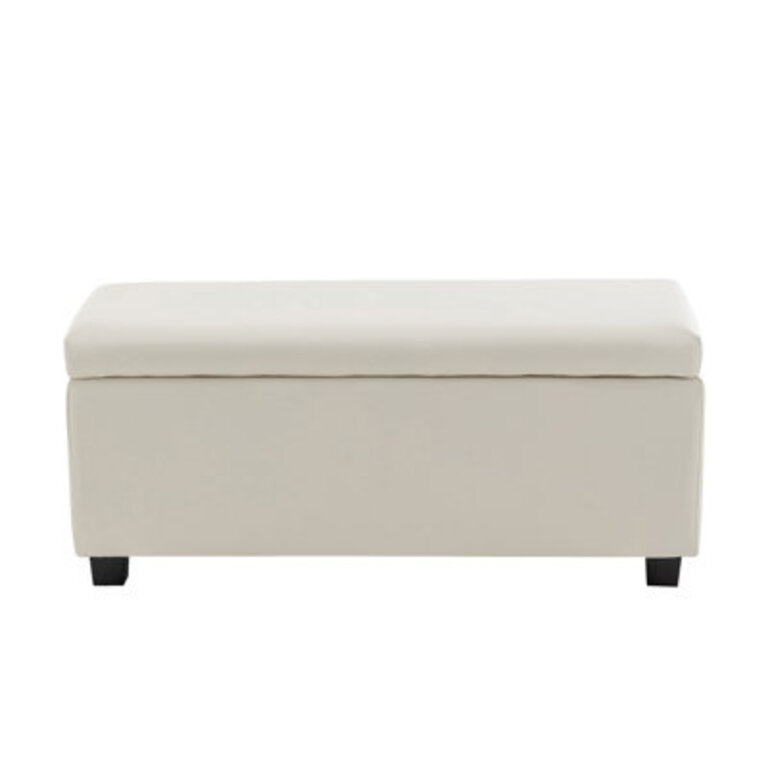 Ebern Designs Hannah Faux Leather Flip Top Storage Bench Upholstery Color: Cream